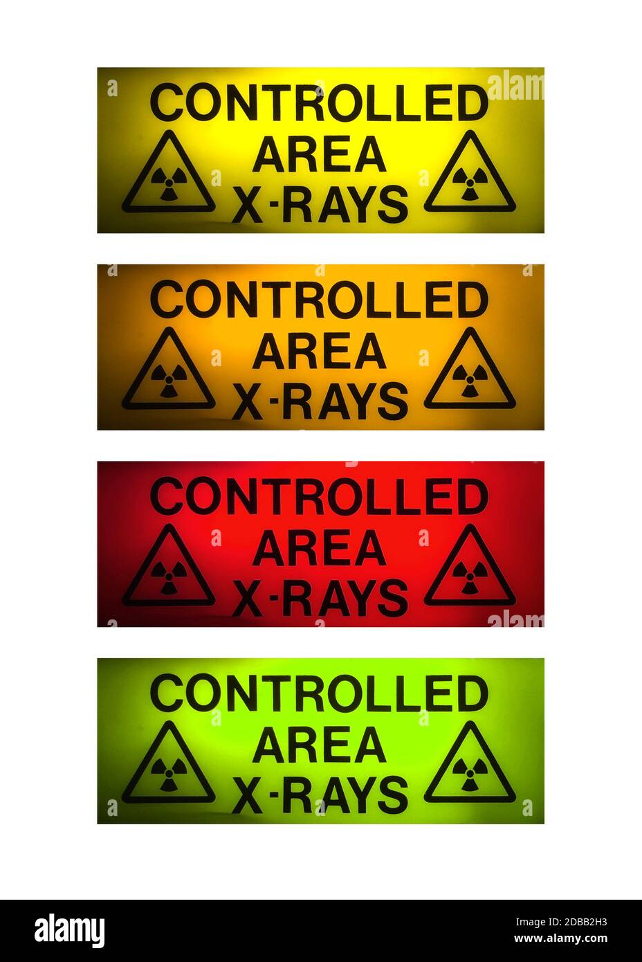 X-Rays sign in 4 different colours isolated on white Stock Photo