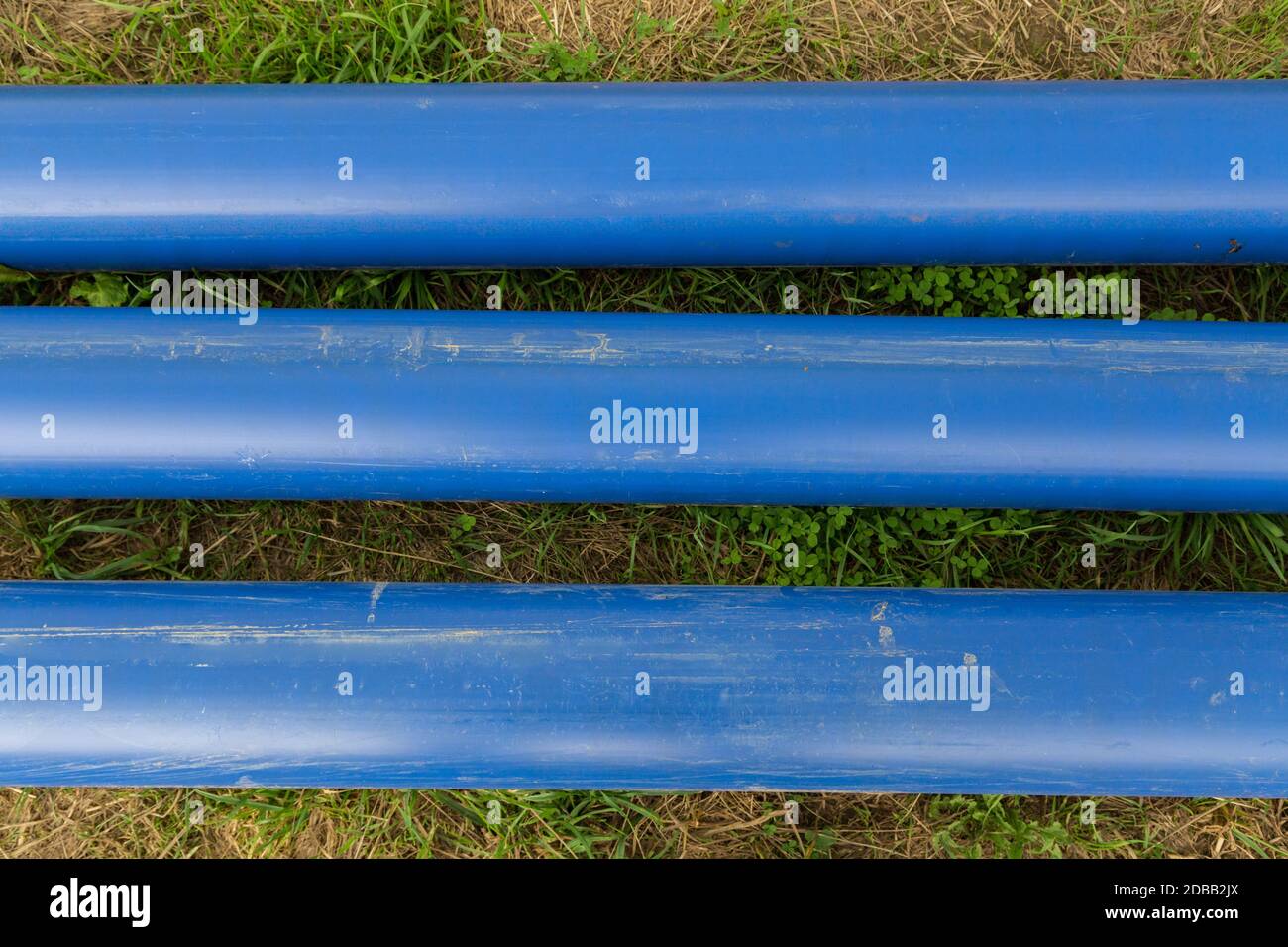 Pipes construction site on a meadow Stock Photo Alamy