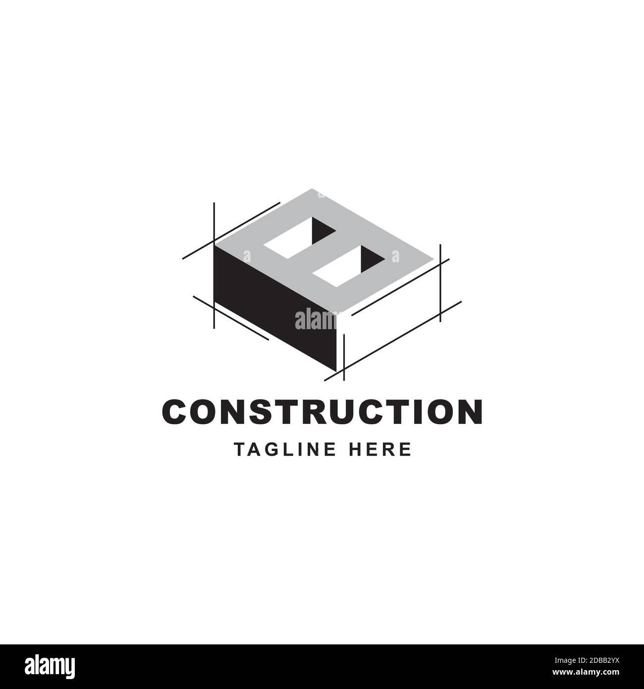 Construction logo design with letter B shape icon. Initial letter B on building symbol Stock Vector