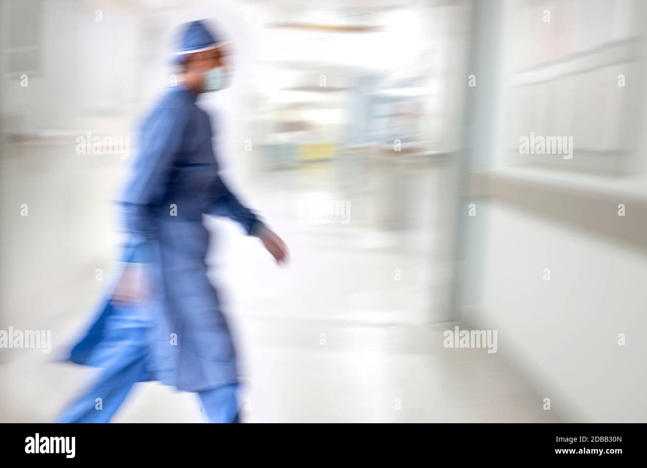Doctor running in hospital Stock Photo