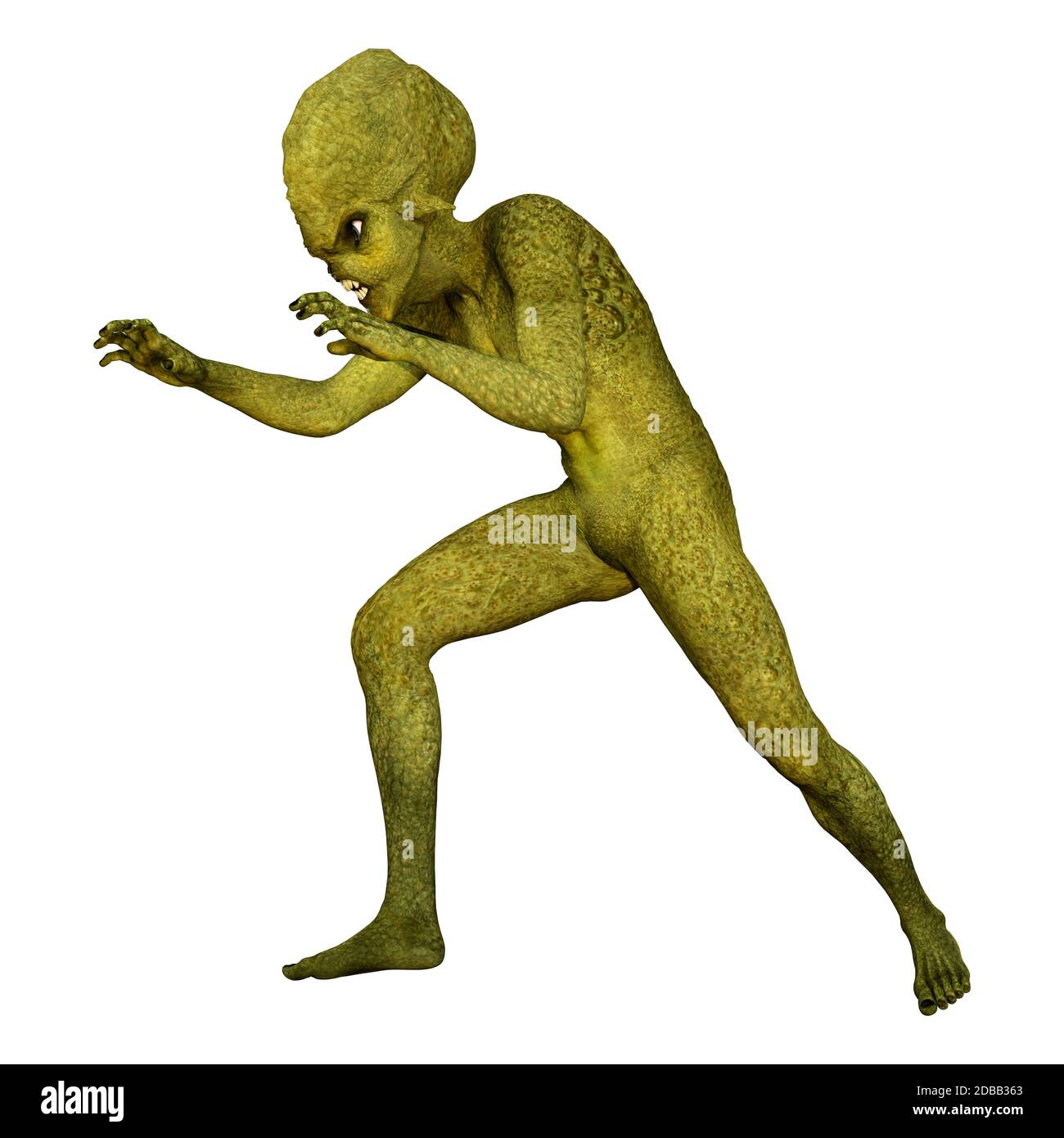 3D rendering of a green alien isolated on white background Stock Photo ...