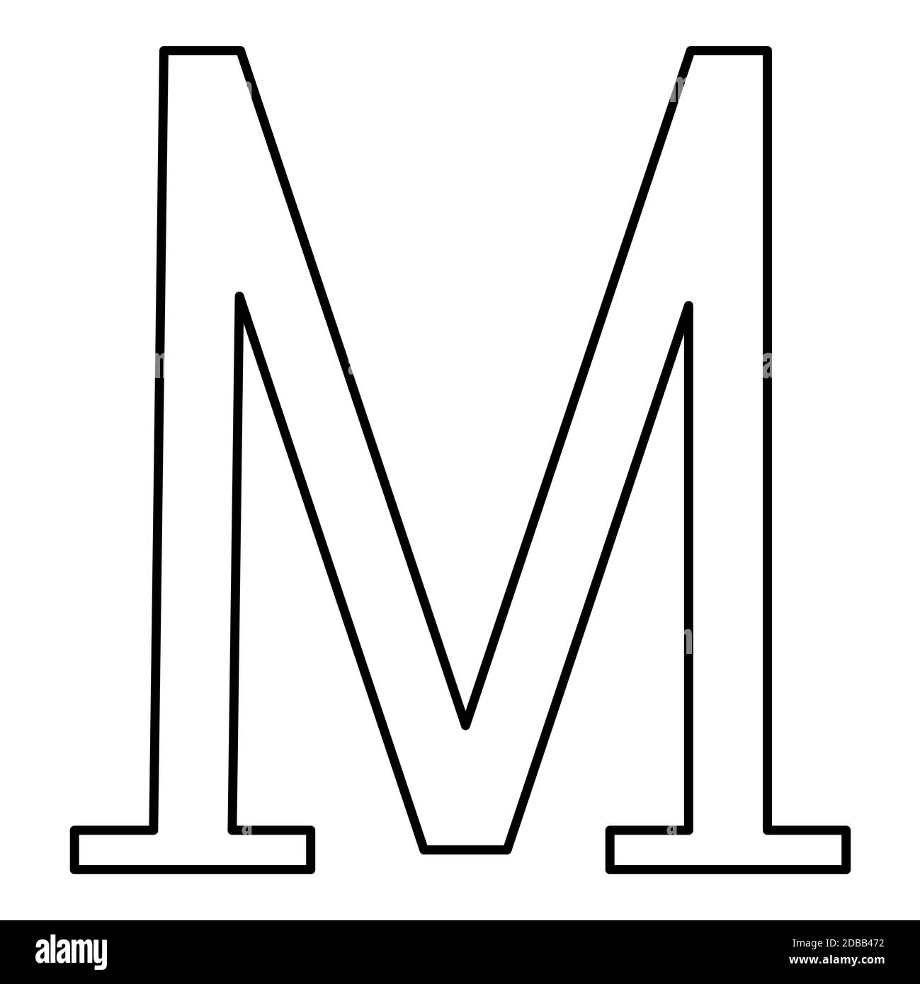 Mu greek symbol capital letter uppercase font icon outline black color vector illustration flat style simple image Stock Photo