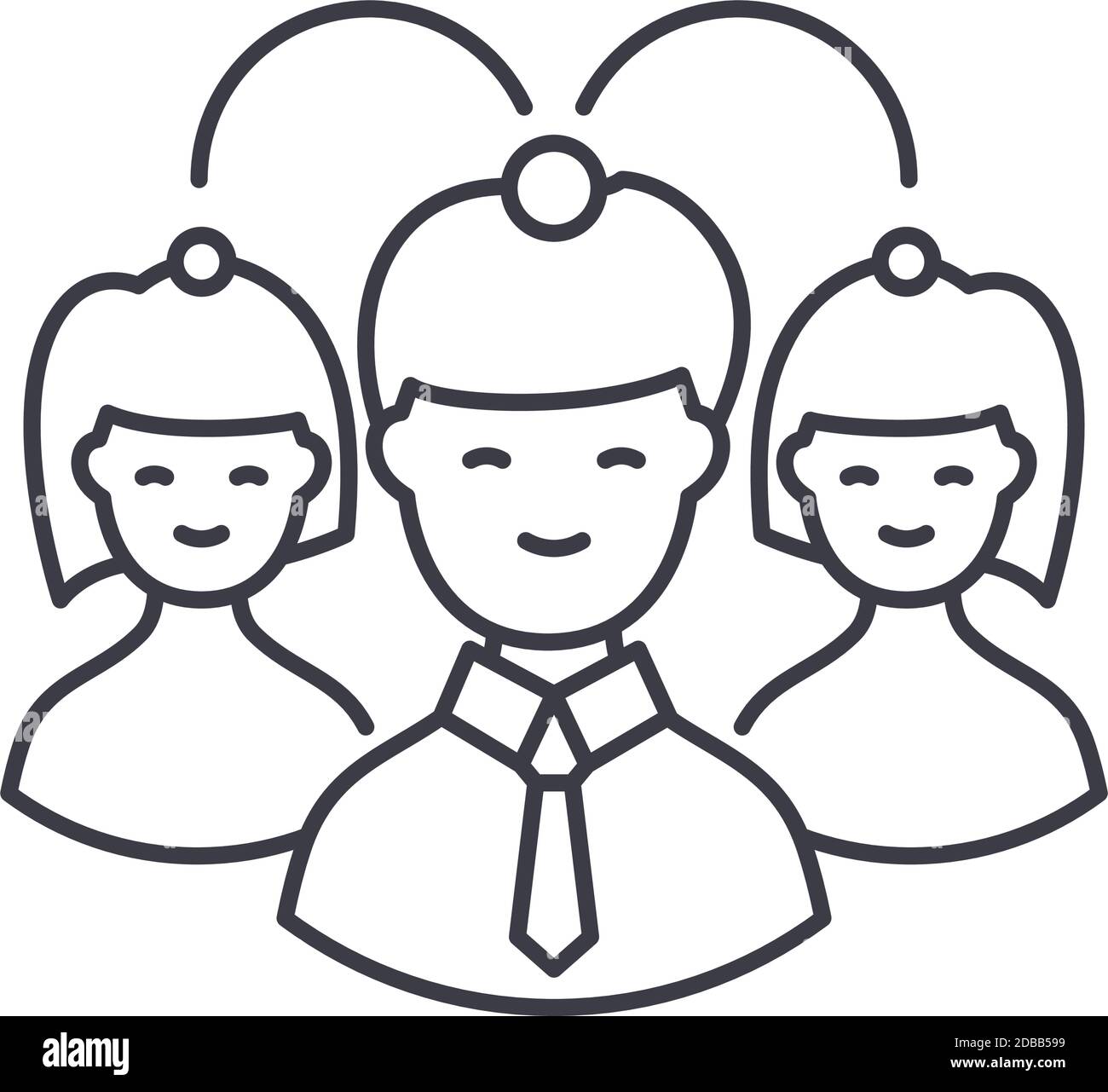 Teamwork brainstorm icon, linear isolated illustration, thin line ...