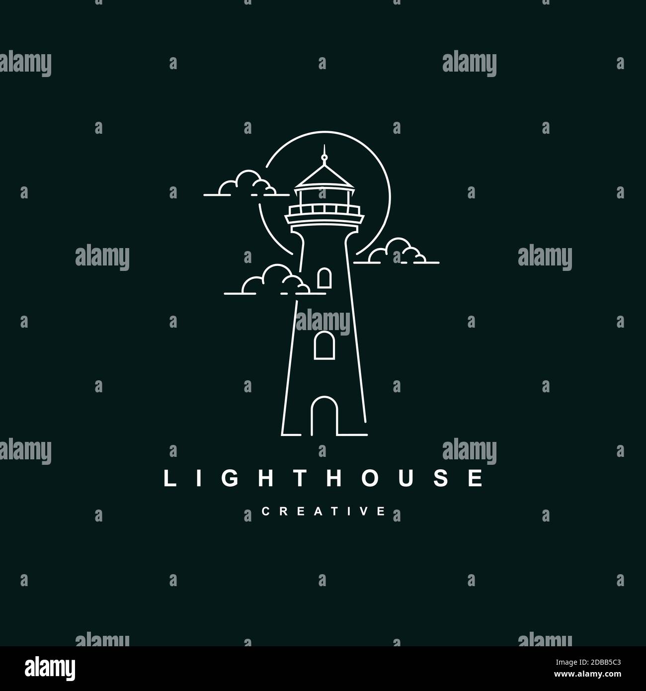 Lighthouse logo design vector template.Beacon symbol illustration Stock Vector