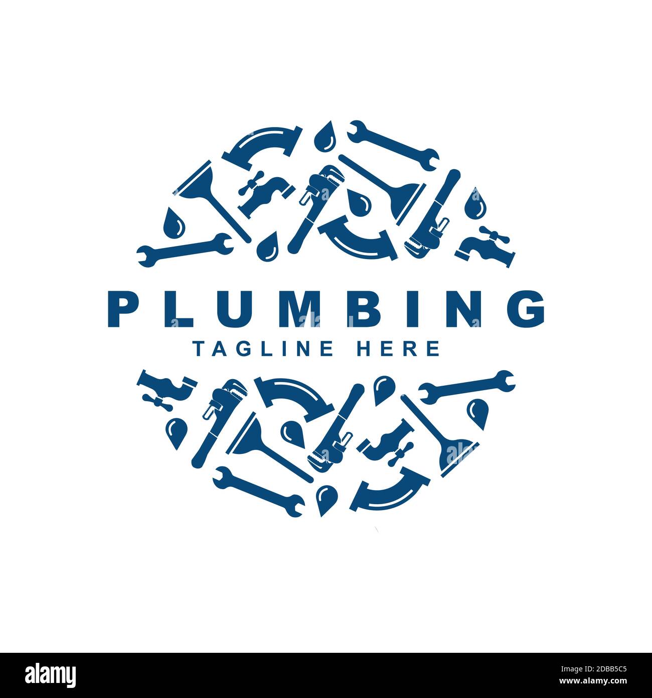 Plumbing icon set logo design vector template. Stock Vector