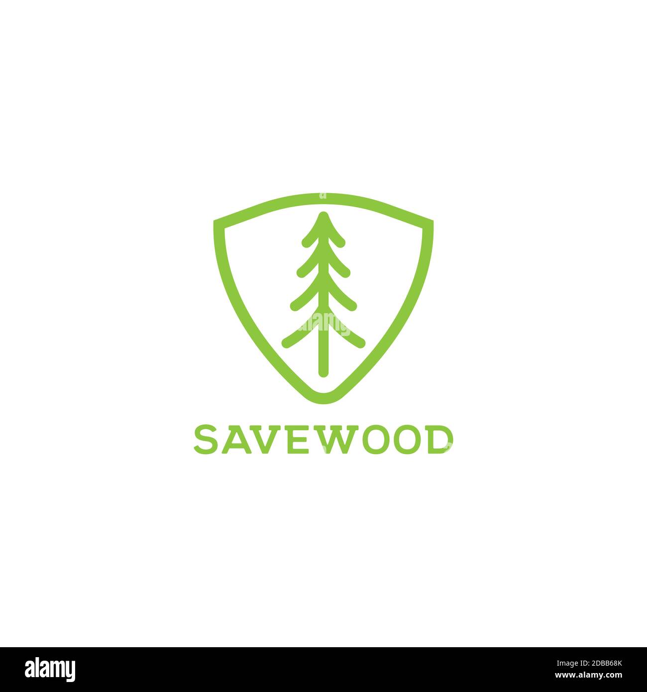 Save wood illustration logo design vector template.Shield with tree