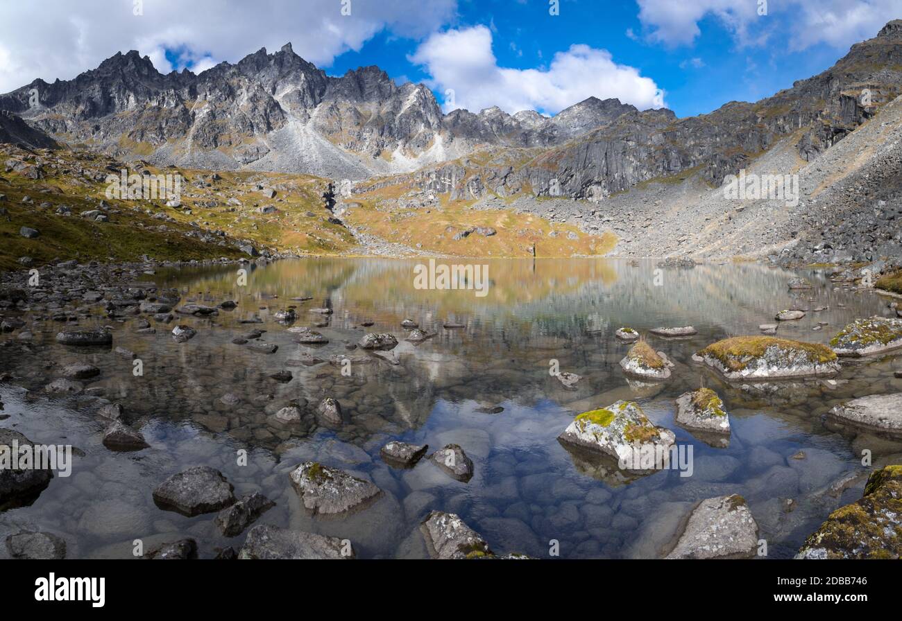 Lower Reed Lake along Reed Lakes Trail, Alaska Stock Photo Alamy