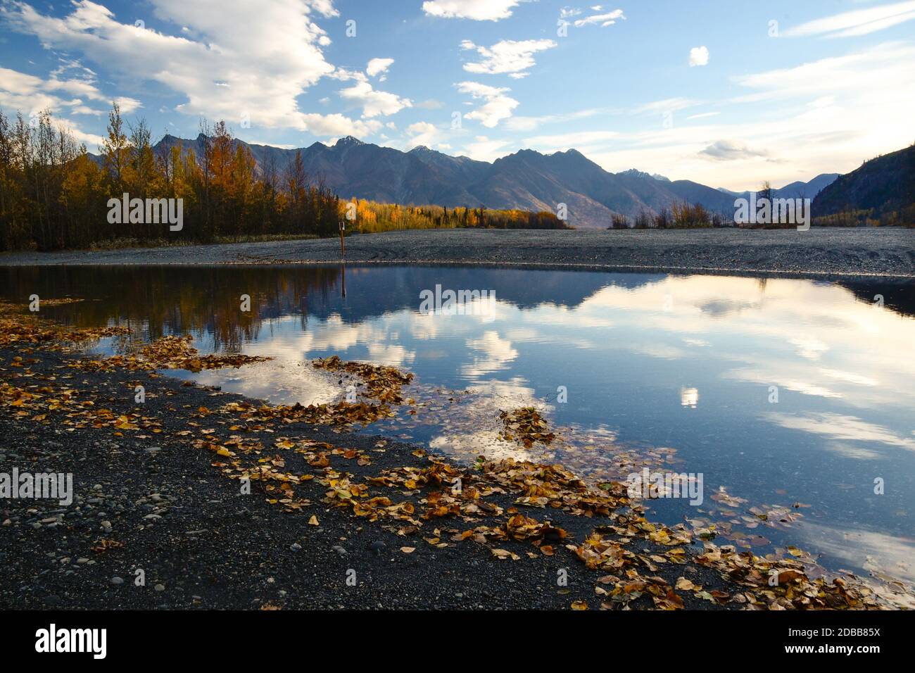 Fall on Alaska's Knik River Stock Photo