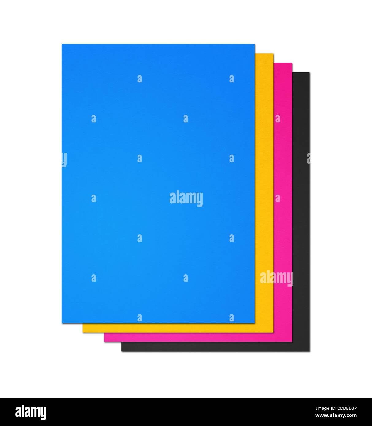 CMYK Blank A4 paper sheet set isolated on white background Stock Photo