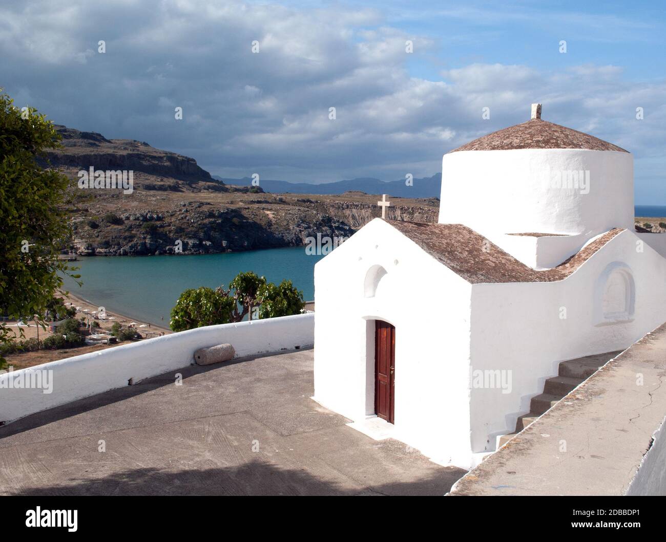 Lindos White Rodes Fortress in lindos resort hi-res stock photography and images - Alamy