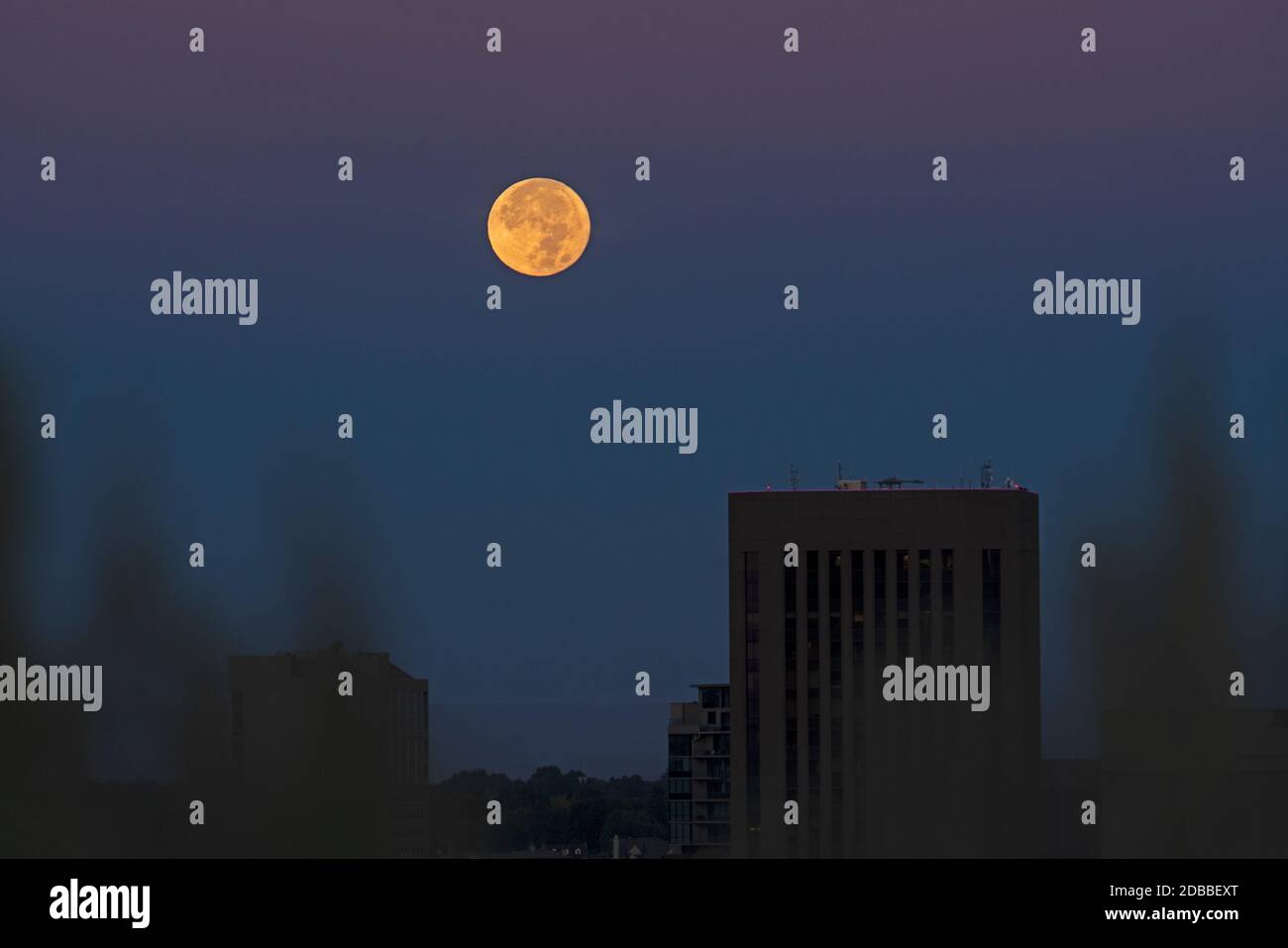 USA, Idaho, Boise, Full moon over city Stock Photo