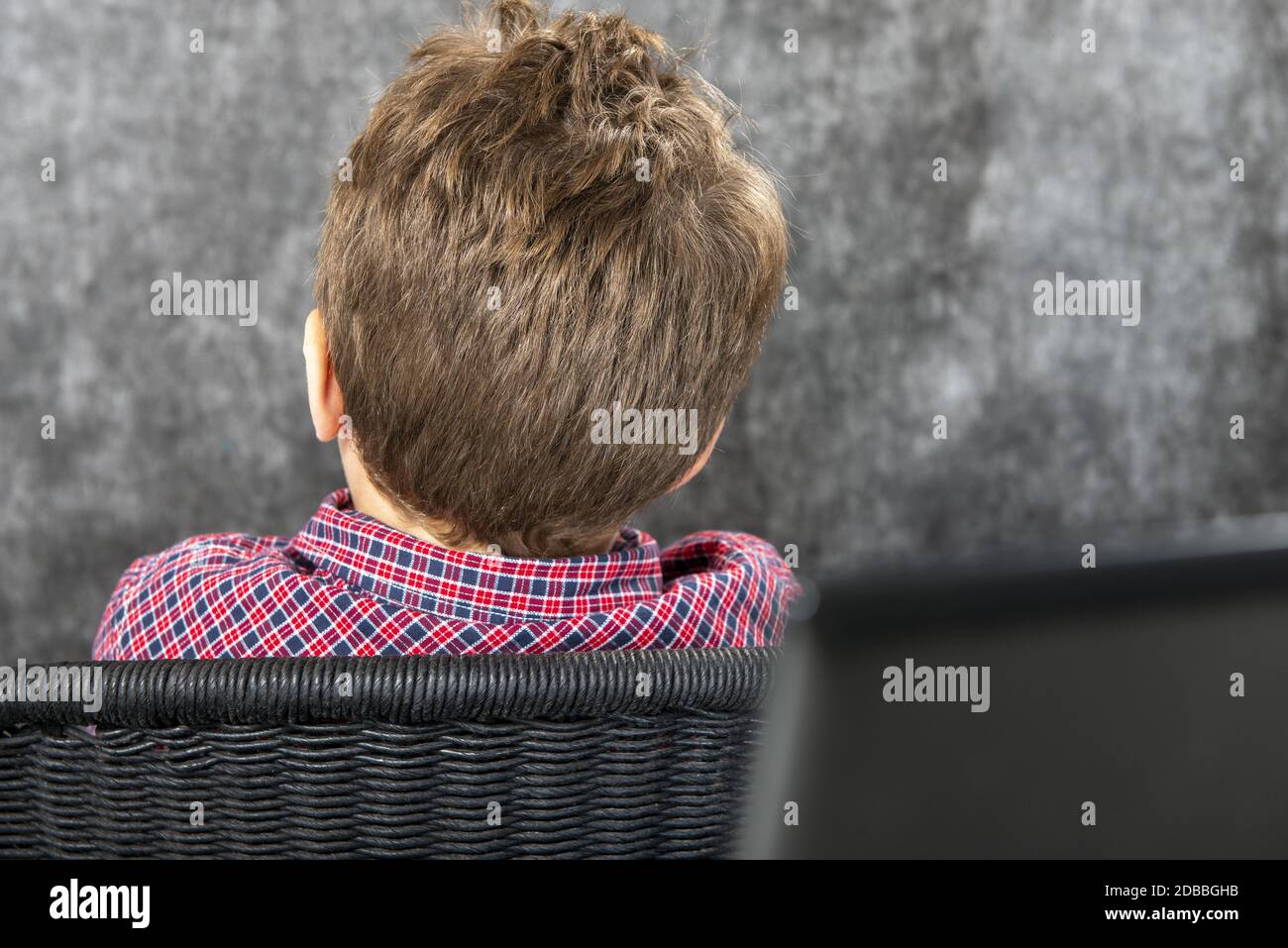 aback view of head of young boy Stock Photo