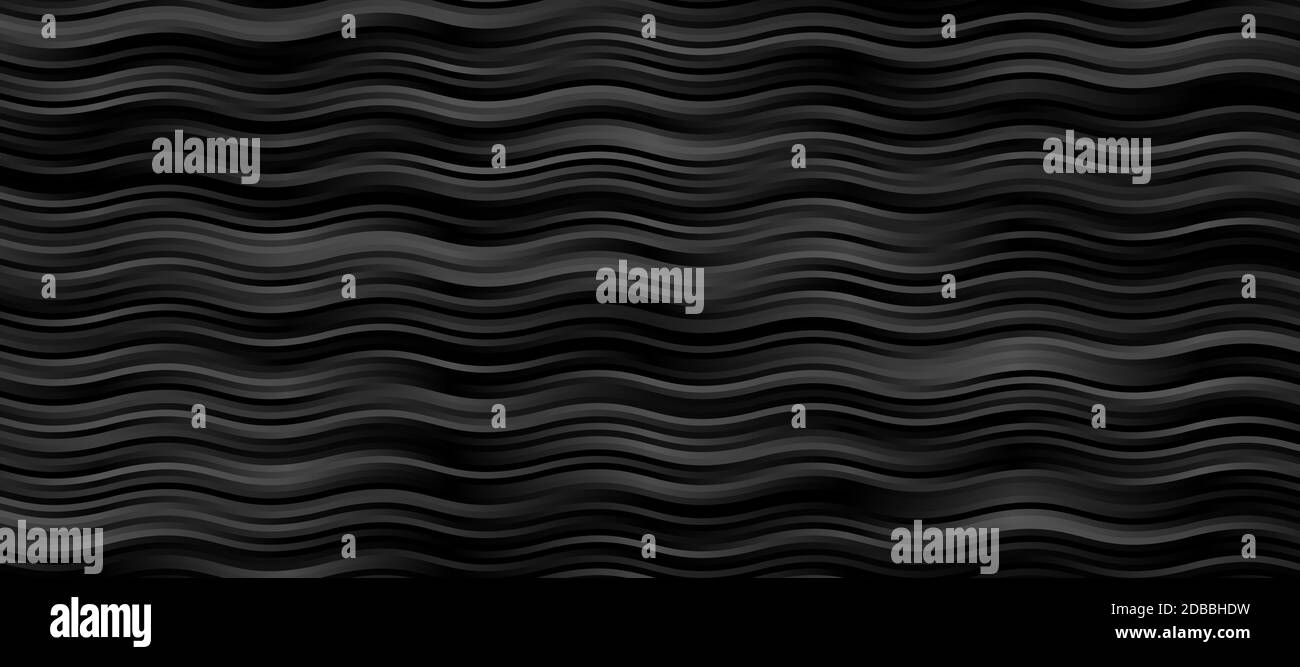 Abstract dark grayscale wavy lines background illustration Stock Photo