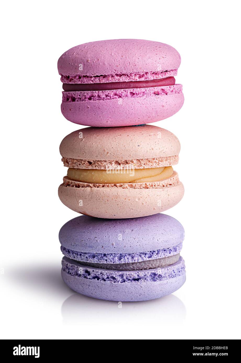 Three macaroon each other on white background Stock Photo - Alamy