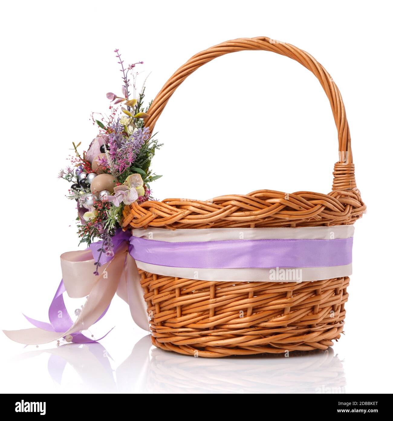 Easter Basket “Etno style “ pottery, dry flowers and organic fabric / adult main image 1