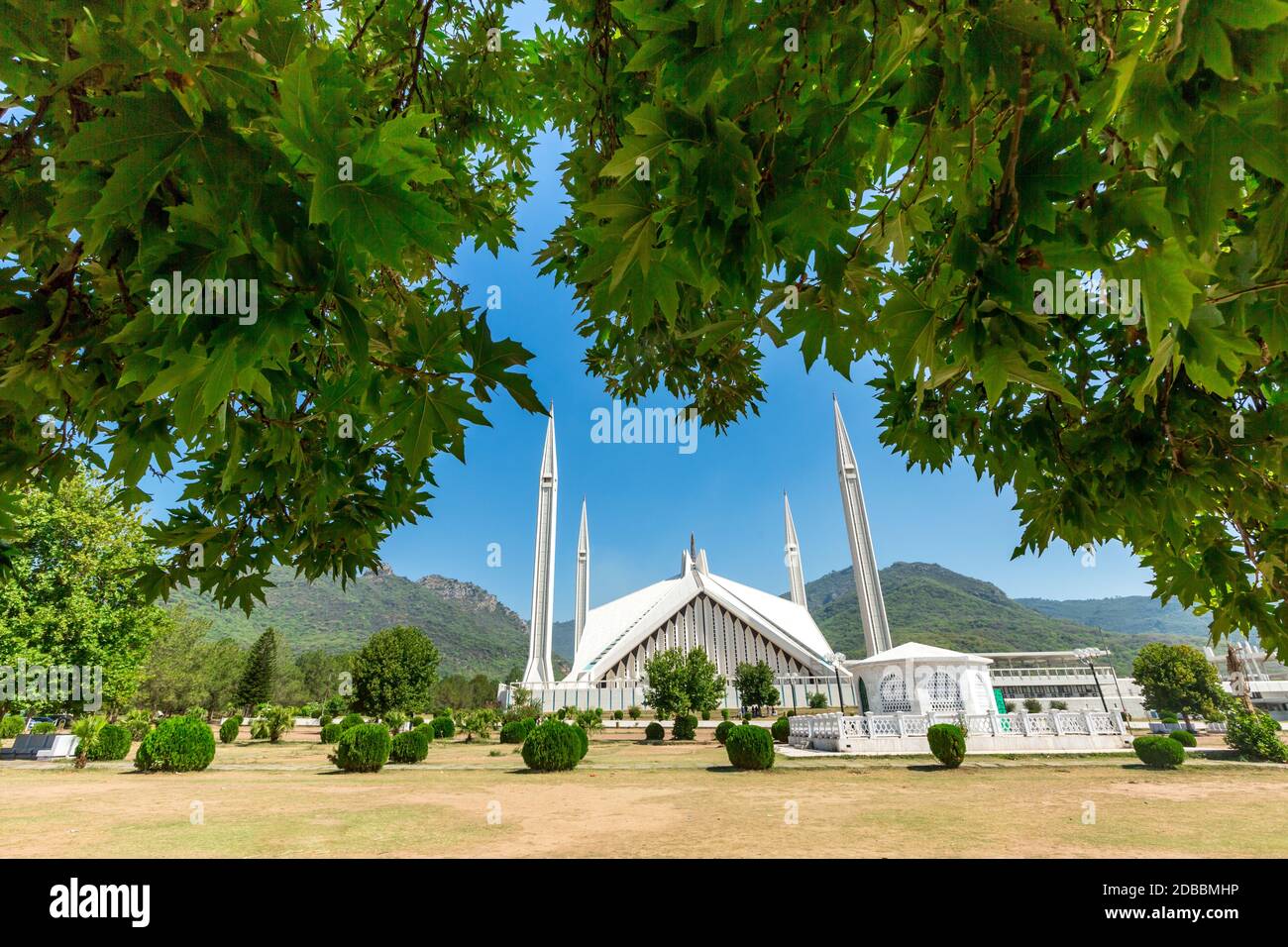 Shah Faisal Mosque is one of the largest Mosques in the World. Islamabad, Pakistan. Stock Photo