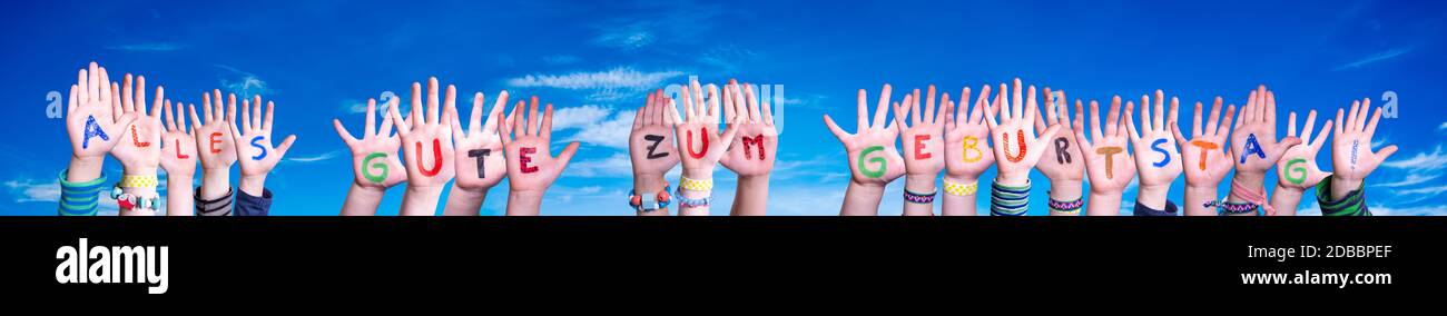 Children Hands Building Colorful German Word Alles Gute Zum Geburtstag