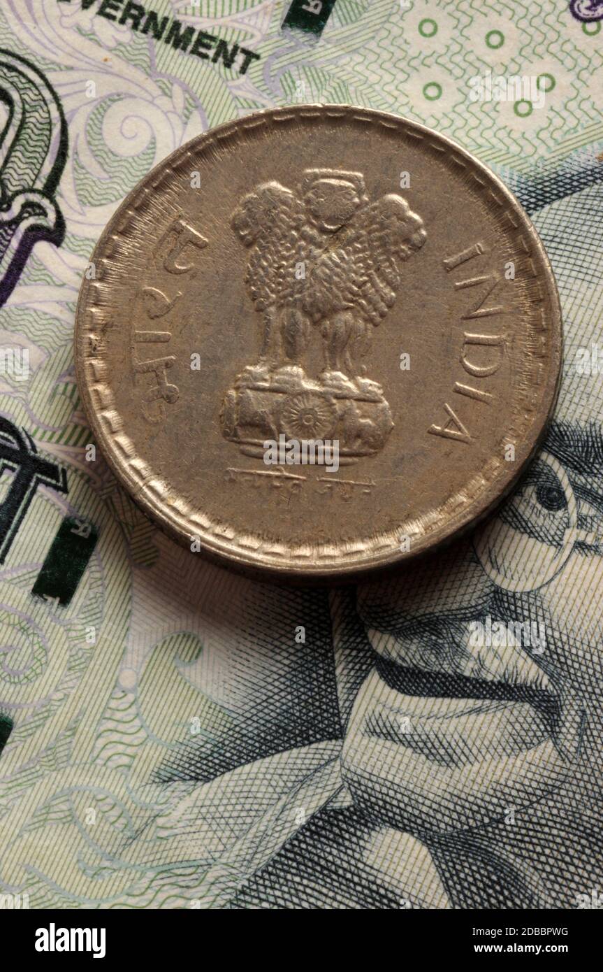 Close up on Indian currency Stock Photo