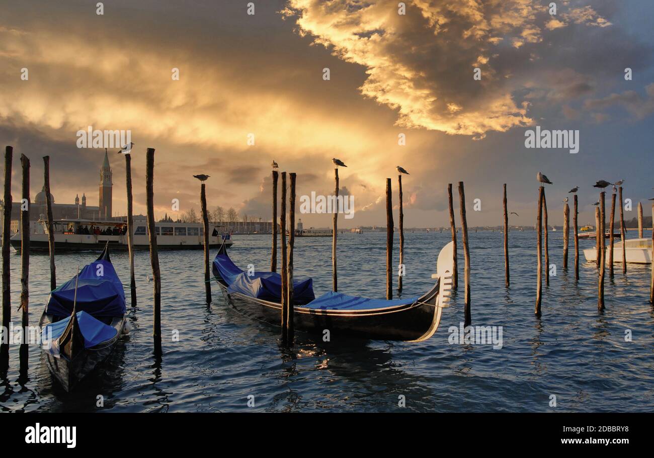 the famous gondolas of Venice in italy Stock Photo - Alamy