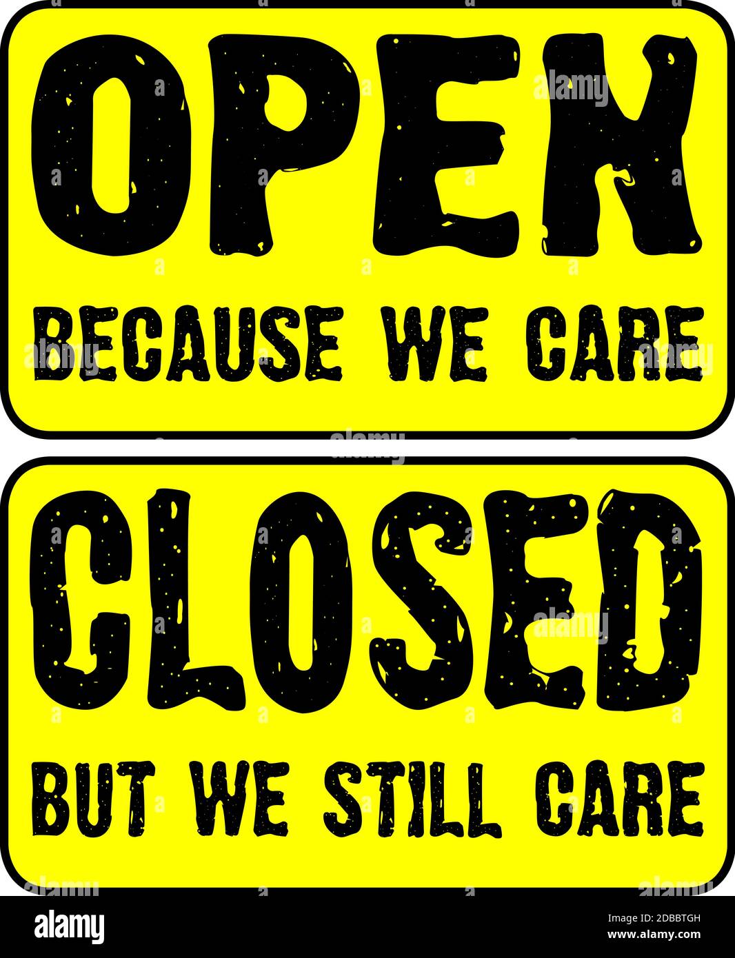 Open and closed store signs isolated on a white background. All text is