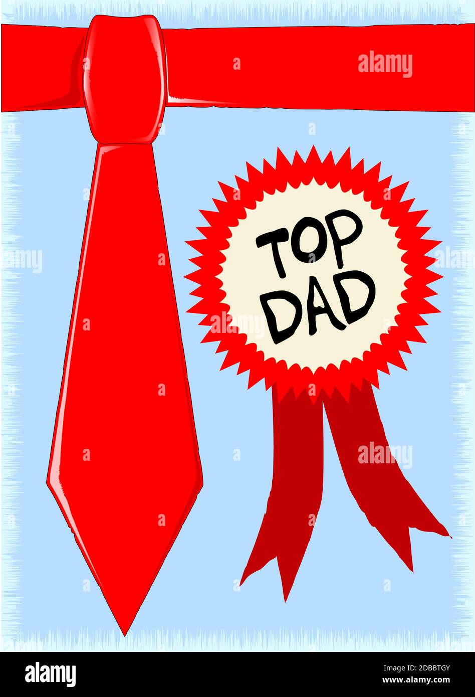 Red tie on black background with a rosette for top dad - no mesh. Stock Photo