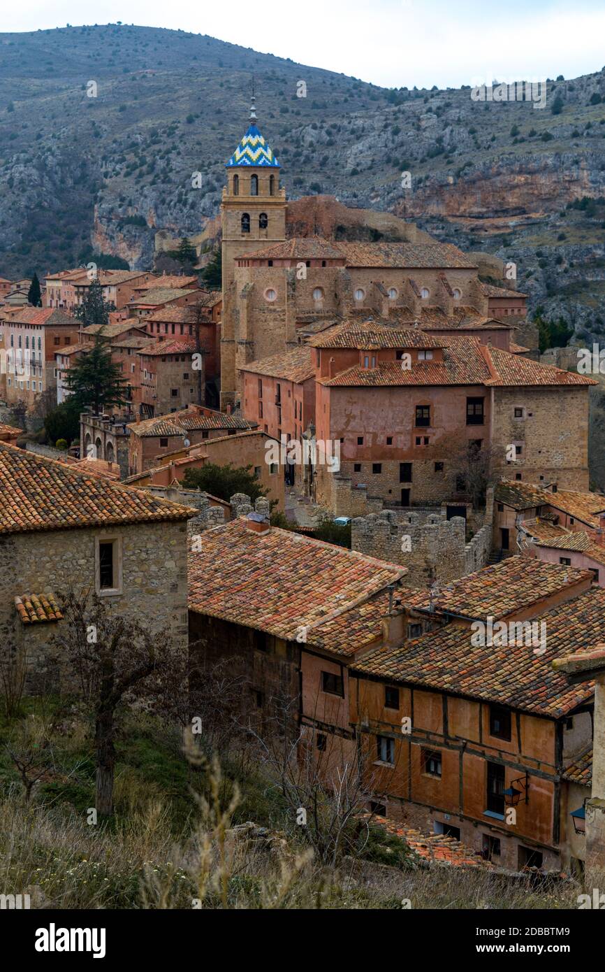 A vertical shot of Catedral de Albarracin in Spain Stock Photo Alamy