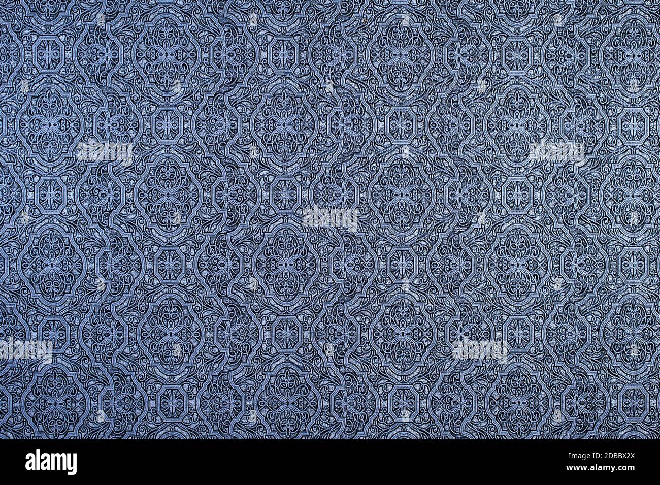 Seamless black and white damask wallpaper background pattern Stock Photo