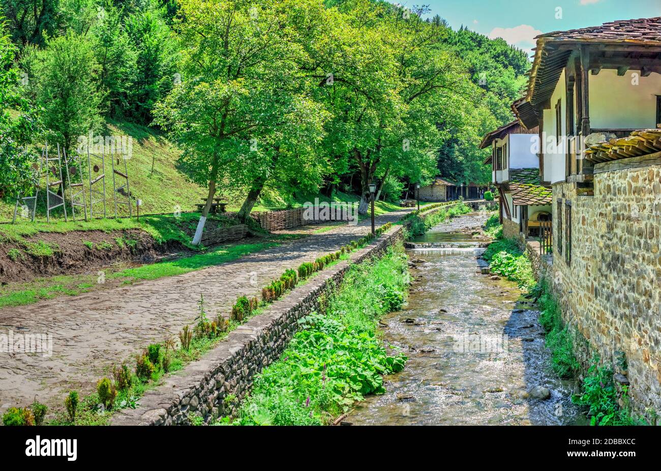 River Yantra in the Etar Architectural Ethnographic Complex in Bulgaria on a sunny summer day Stock Photo