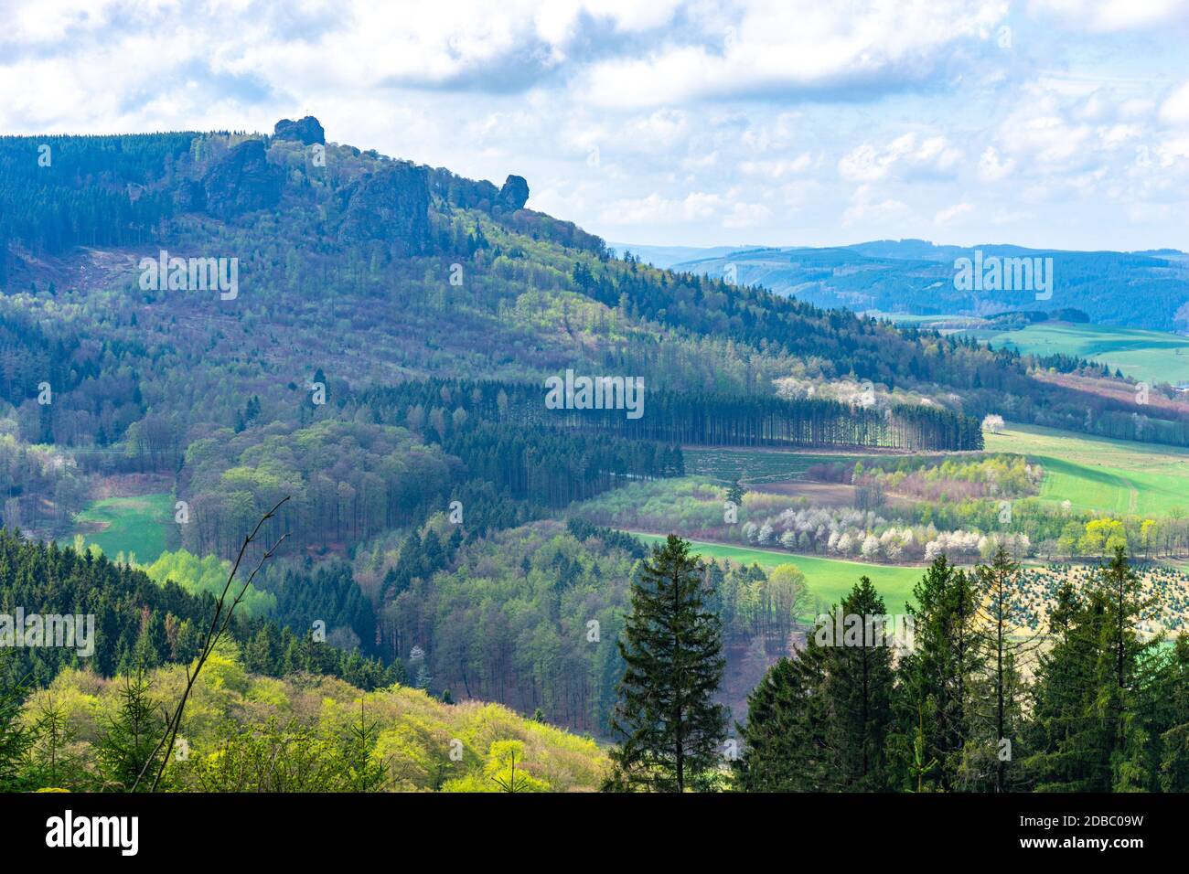 Hiking on the Rothaarsteig hiking route in Germany Stock Photo