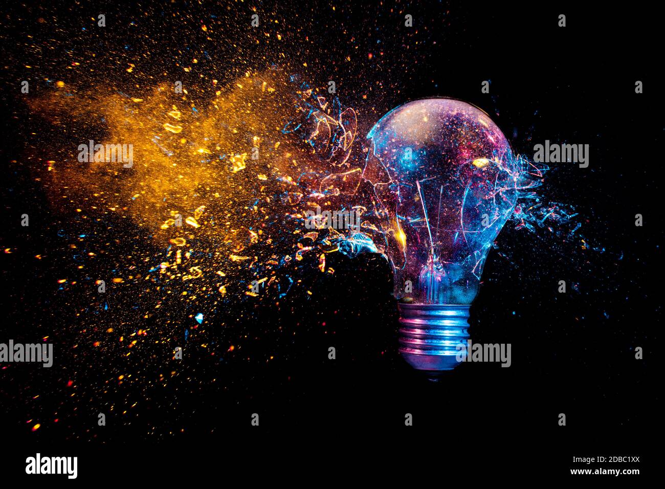explosion of a traditional electric bulb. shot taken in high speed, at