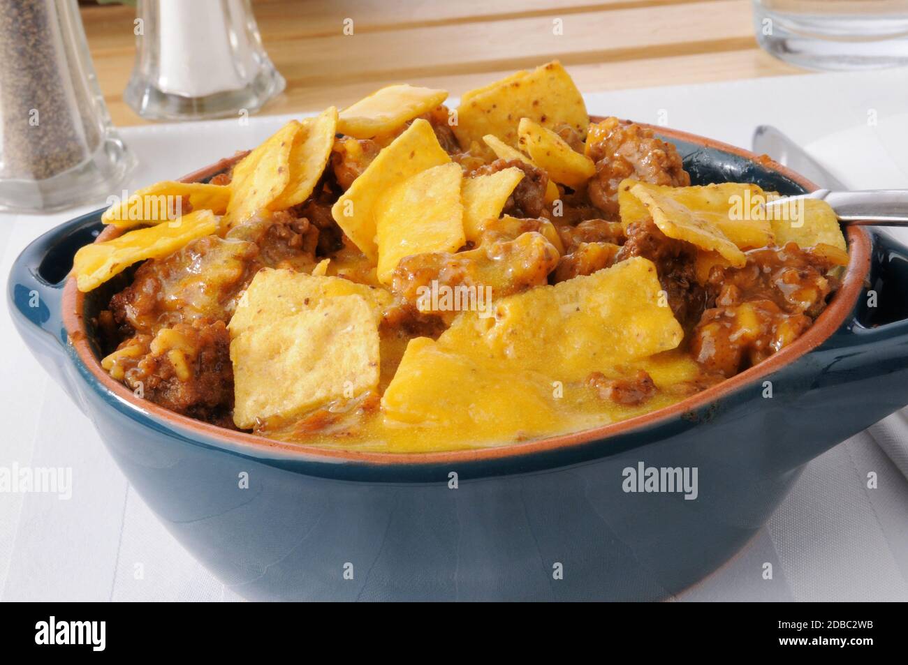 A taco caserole with ground beef and rice Stock Photo