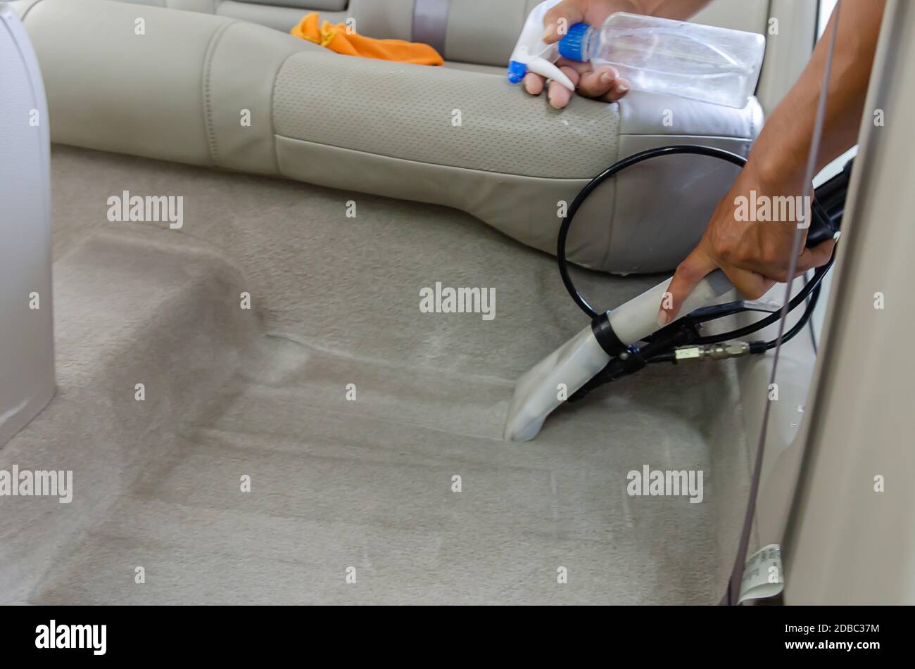 Clean the car carpet with a cleaning machine.Kill germs with chemicals