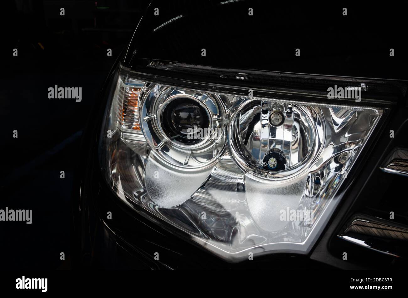 Car details Modern car headlights. LED front light Stock Photo Alamy