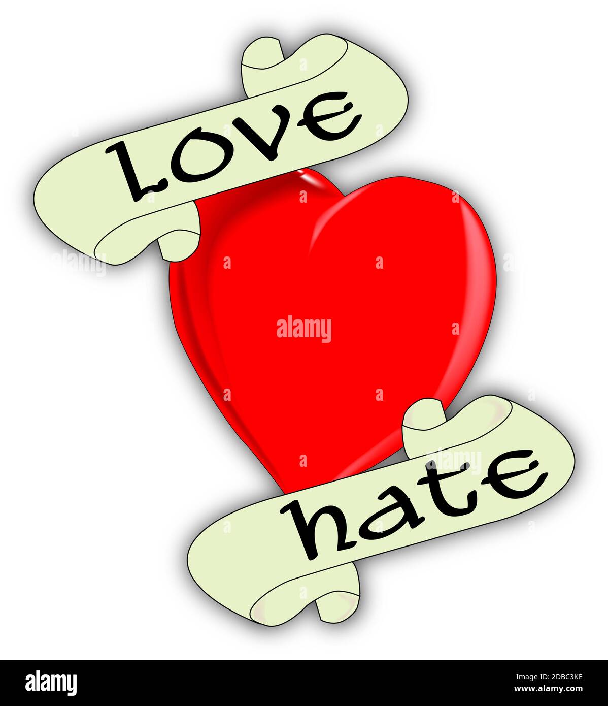 A tattoo style image of the 'Love Hate' logo. Stock Photo