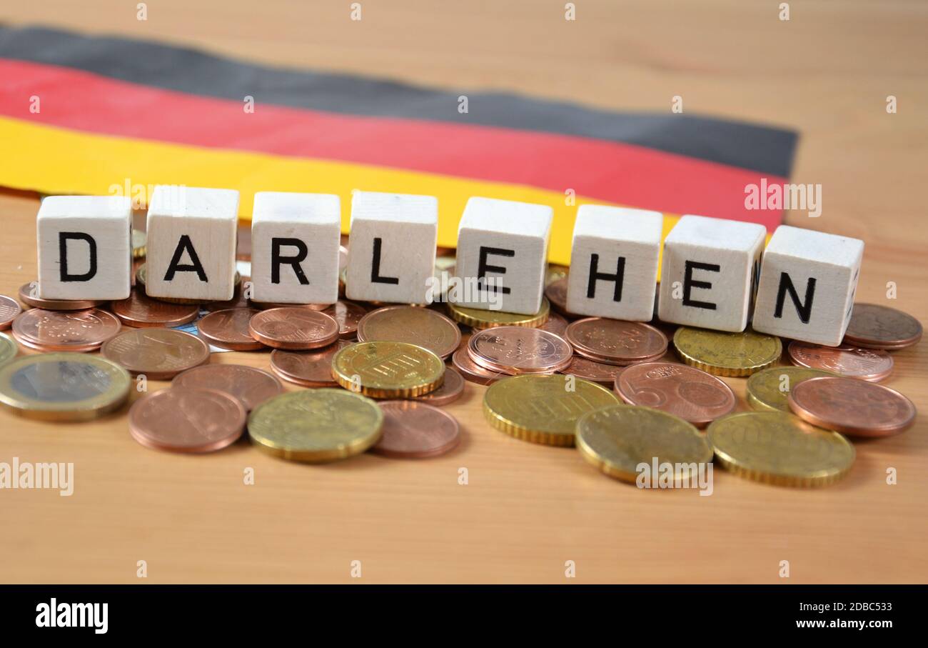 Darlehen - the german word for loan Stock Photo