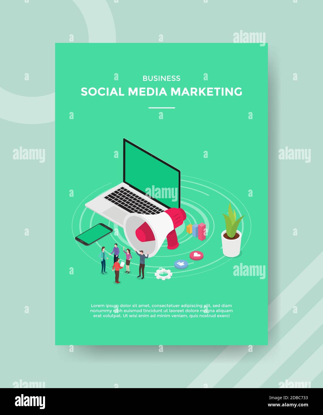 Social media marketing people campaign business on laptop smartphone for  template of banner and flyer for printing magazine cover and poster Stock  Vector Image & Art - Alamy