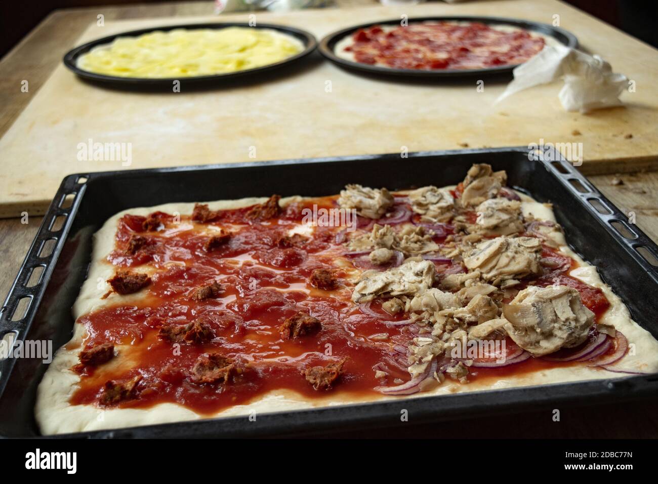 Calabrian pizza with tomato sauce and very hot nduja Stock Photo Alamy