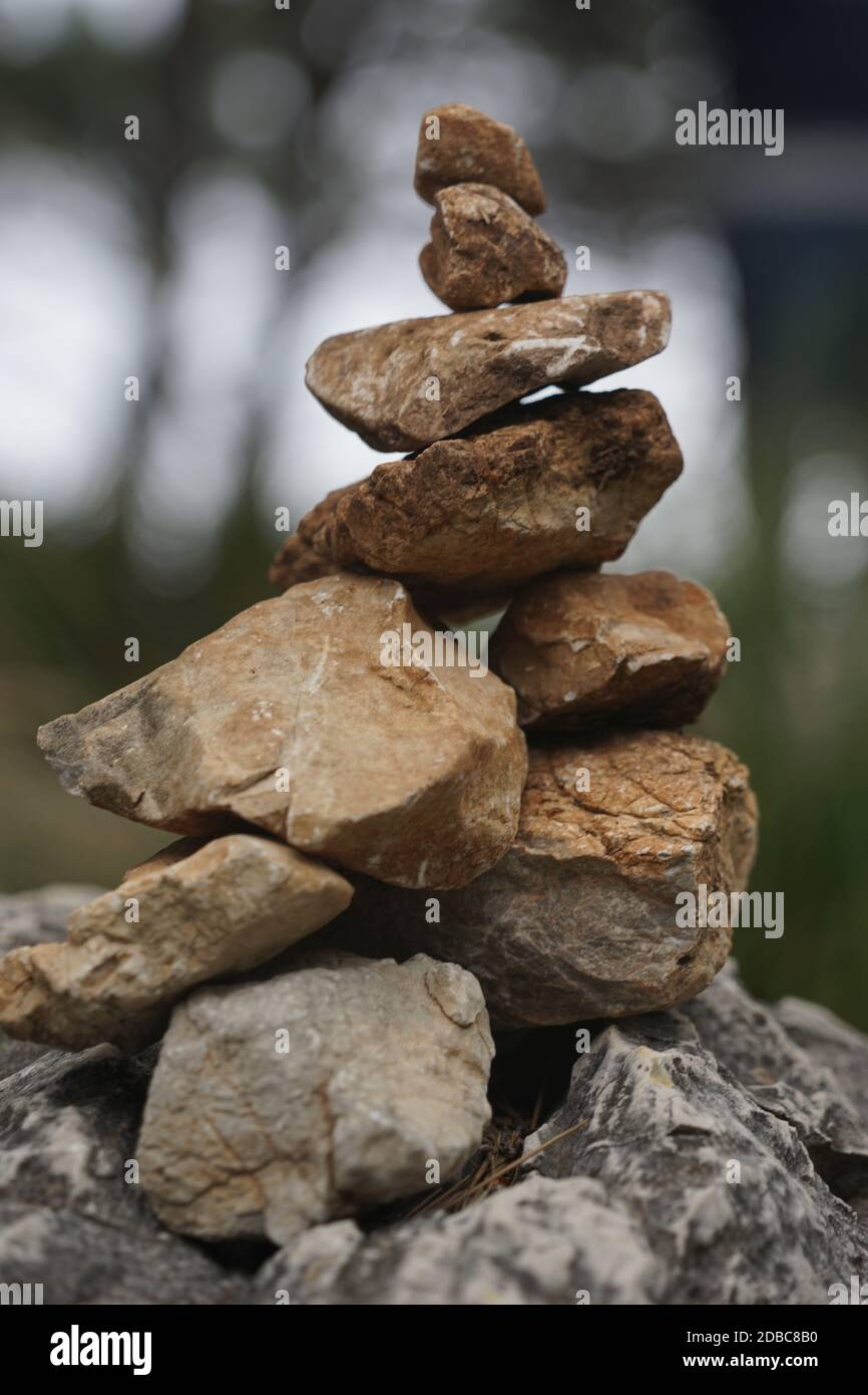 Different rough stones in balance Stock Photo