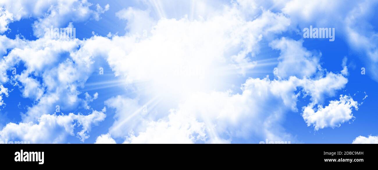 White Fluffy Clouds in the blue sky illustration Stock Photo Alamy