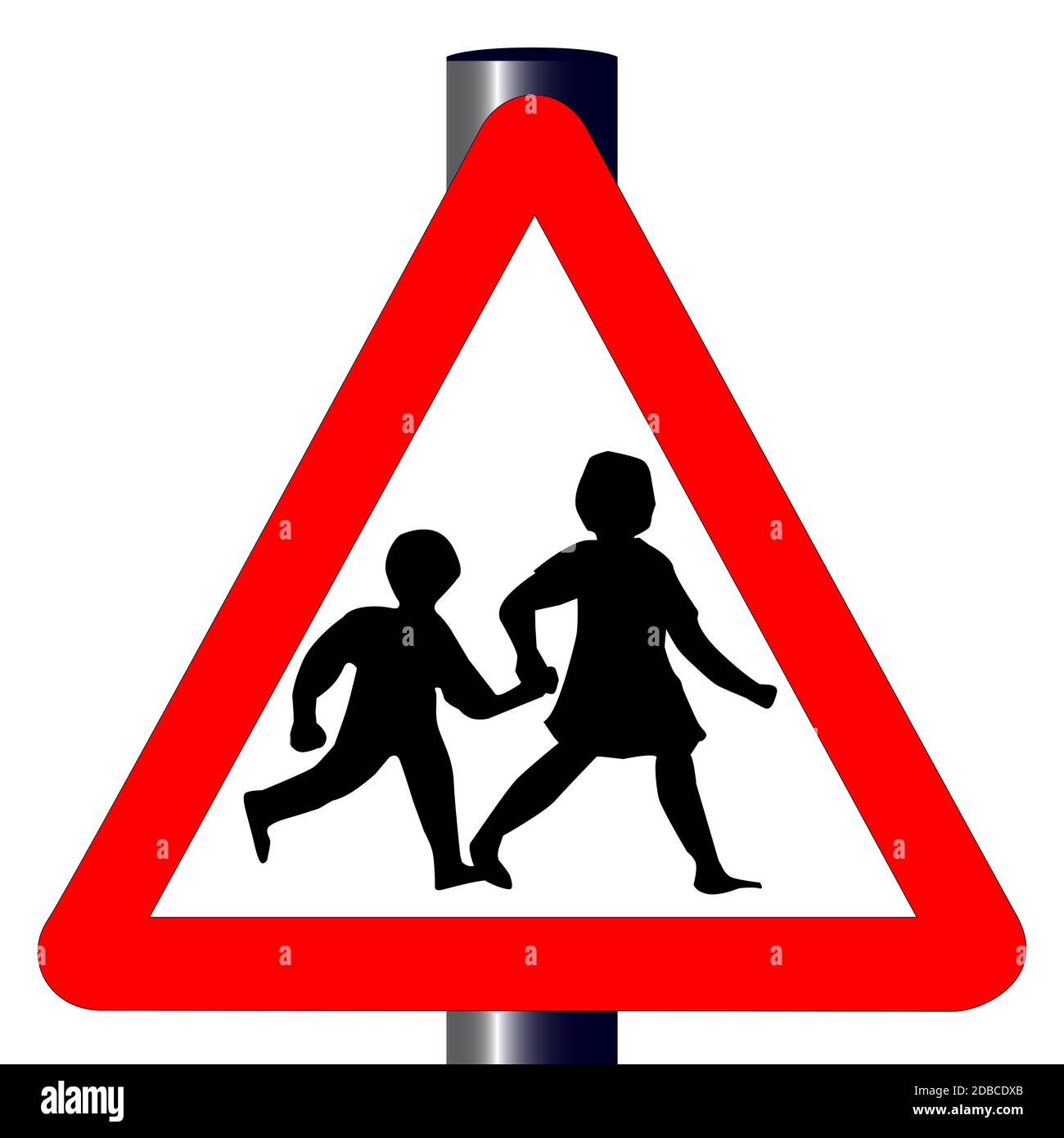 The traditional 'children' traffic sign isolated on a white background.. Stock Photo