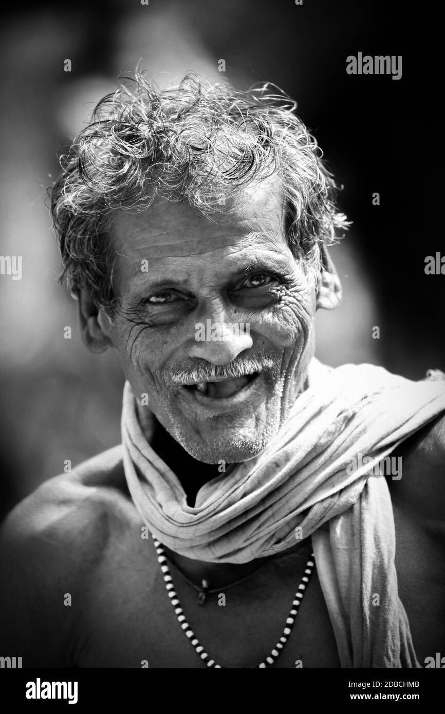 Daily Lifestyle Photos of street people in Bangladesh, lifestyle portrait of homeless people Stock Photo