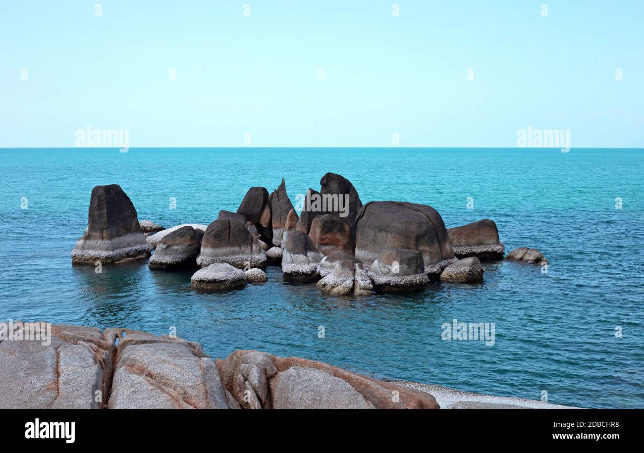 Beautiful rock and sea at Hin Ta Hin yai, landmark of Koh Samui, Thailand Stock Photo