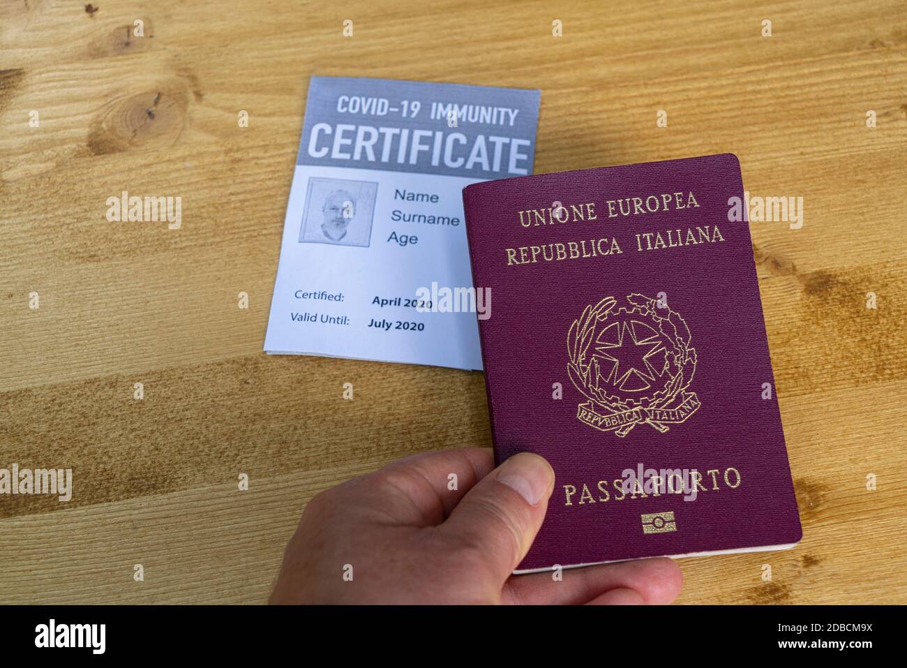 The immunity license and passport to travel in coronavirus times Stock Photo
