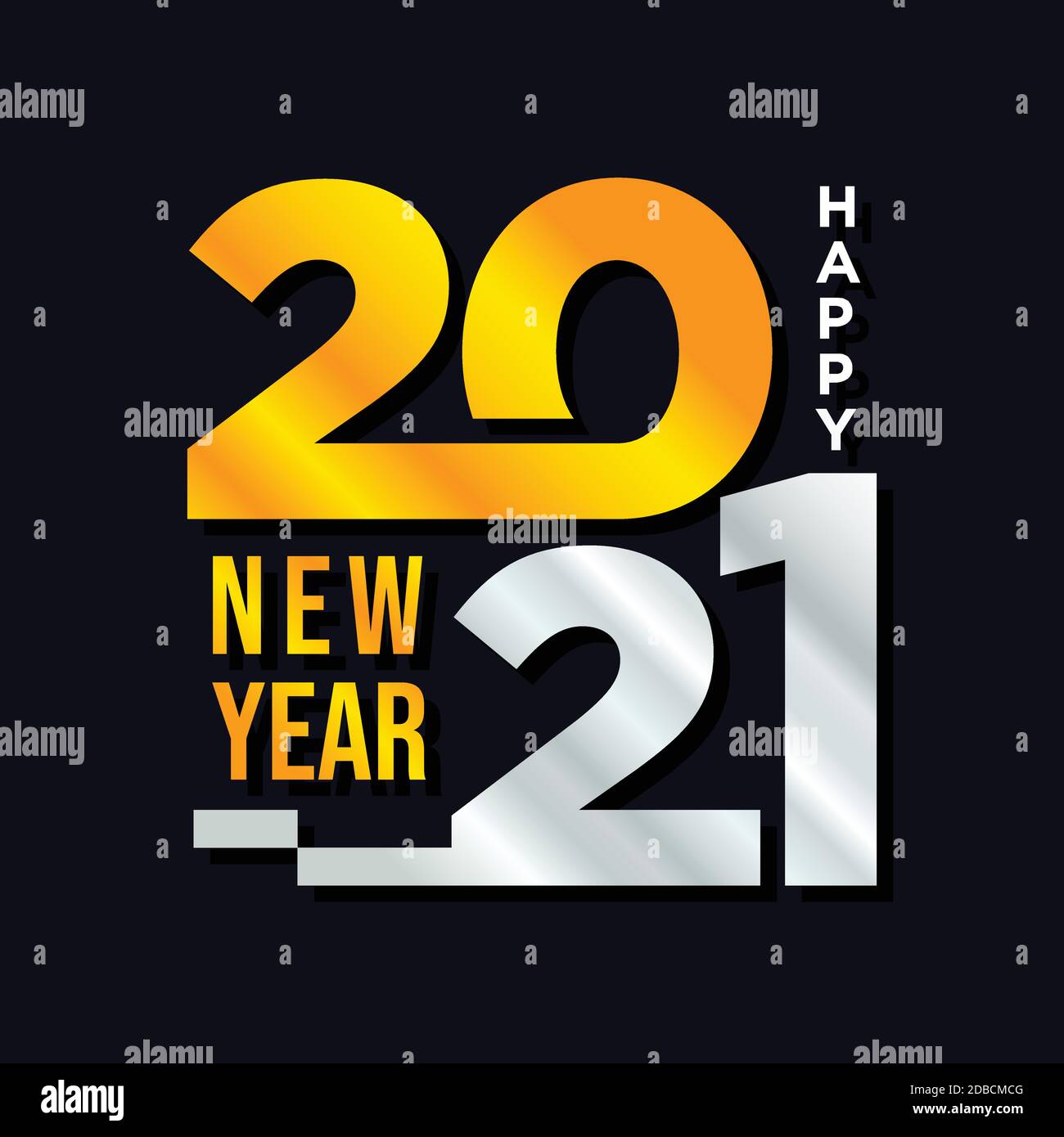 Number 2021 Happy New Year in modern style. The year 2021 design vector