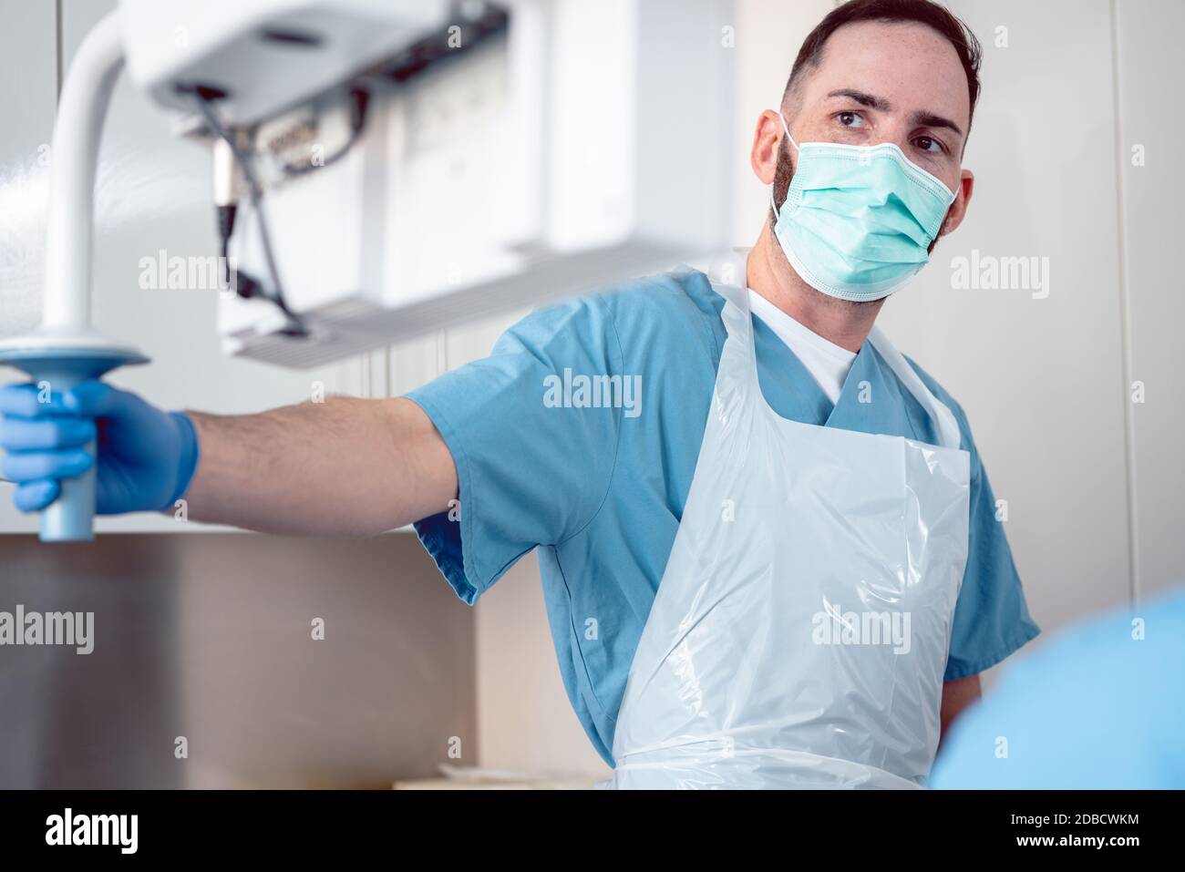 Internal specialist doctor during endoscopy procedure in a hospital