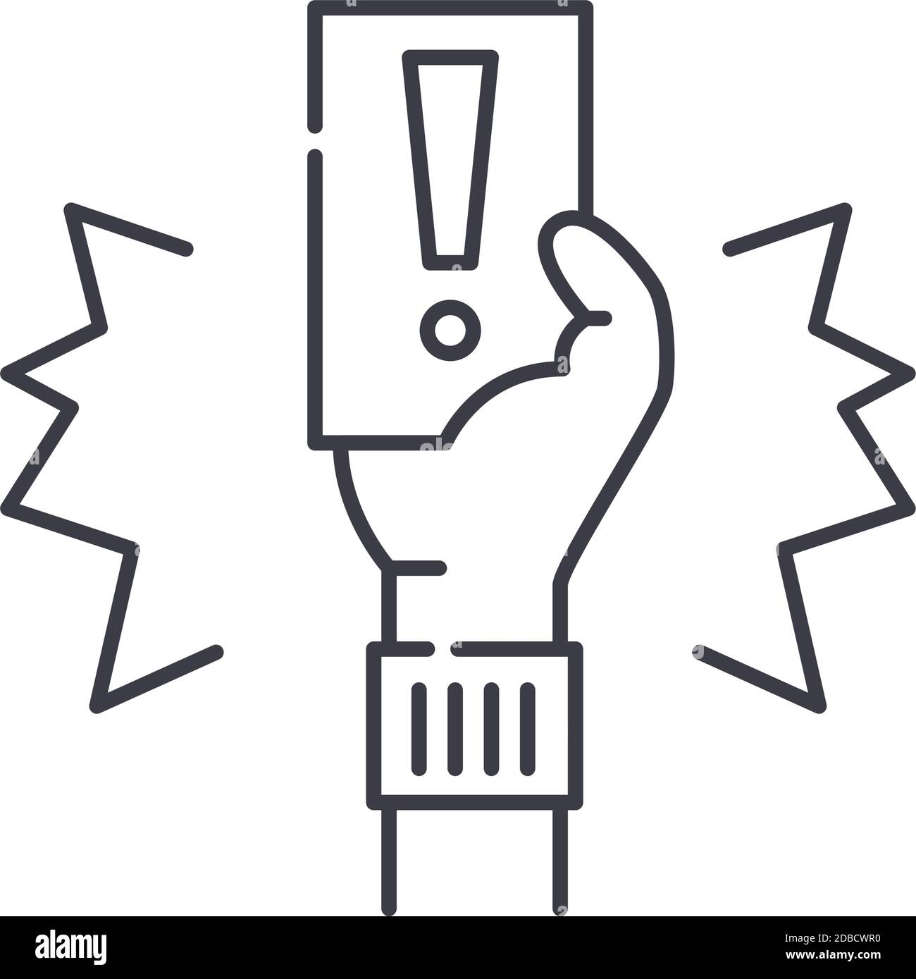 Red card icon, linear isolated illustration, thin line vector, web