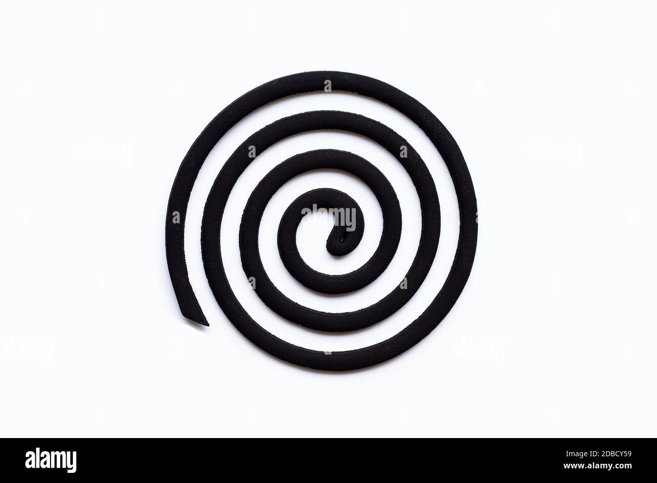 Black spiral Mosquito Repellent coil on white background Stock Photo