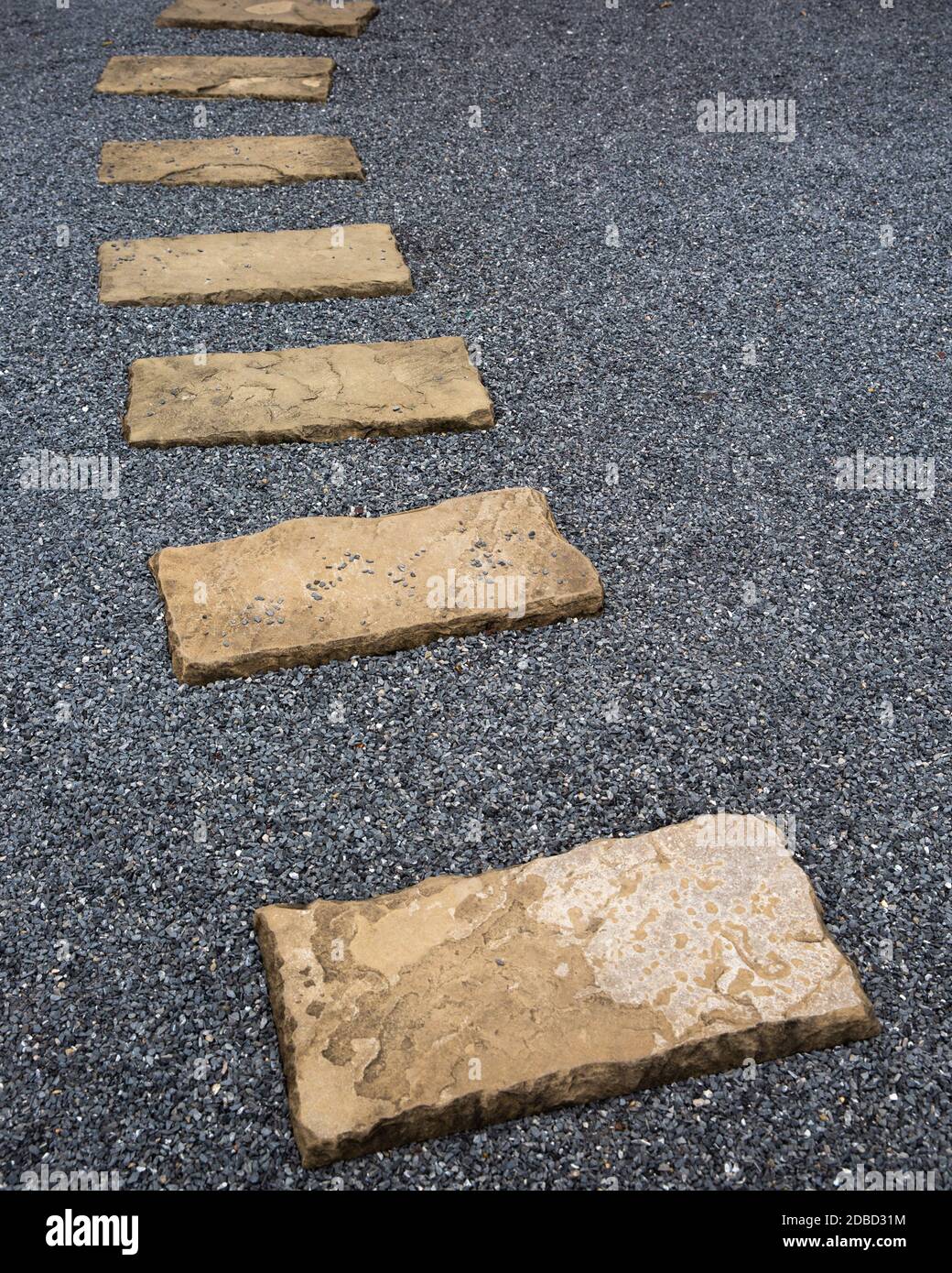 The Stone walk path in the asian park with grey small stones on background Stock Photo