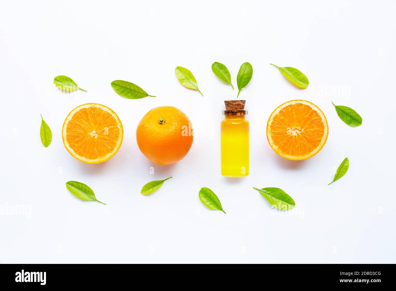 Citrus fruits oil natural orange Vitamin C with fresh orange and green