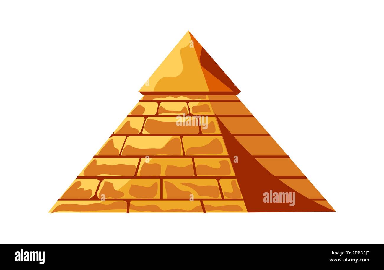 Egyptian pyramid from golden sand blocks, tomb of the pharaoh, cartoon vector illustration Stock Vector